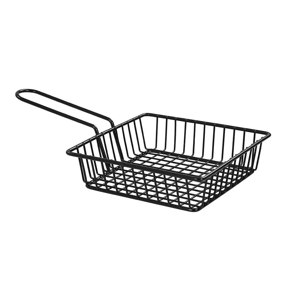 6x Boxsweden 26.2cm Wire Finger Food Serving Basket Snack Holder w/ Handle Black