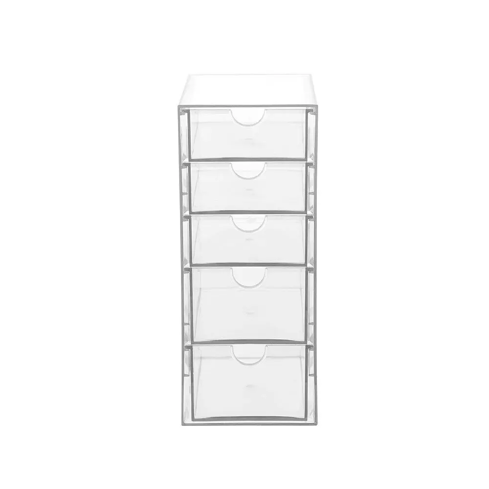 Boxsweden 25cm 5 Tier Crystal Drawer Station Stand Storage Home Organiser Clear