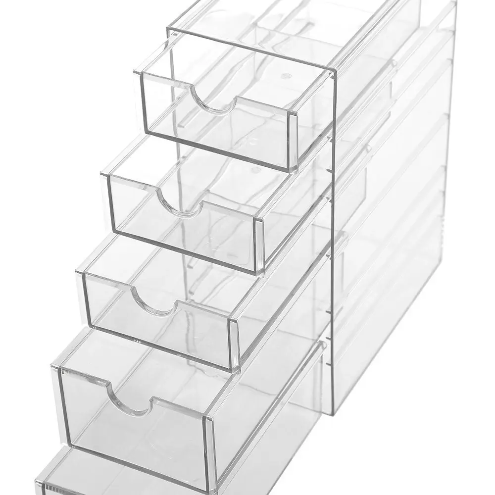 Boxsweden 25cm 5 Tier Crystal Drawer Station Stand Storage Home Organiser Clear