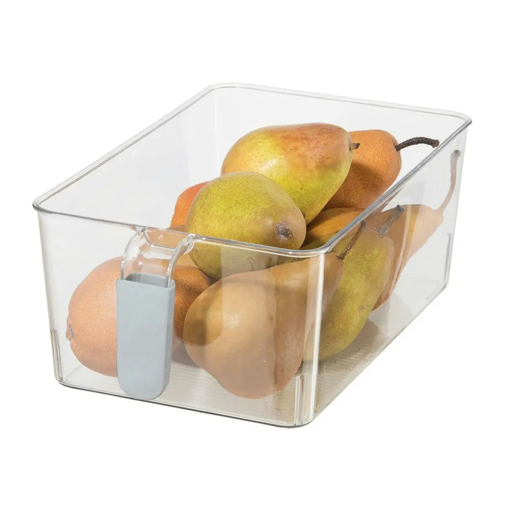 2pc Oggi Cabinet Storage Bins Food Container w/ Easy Grip Handles Large Clear