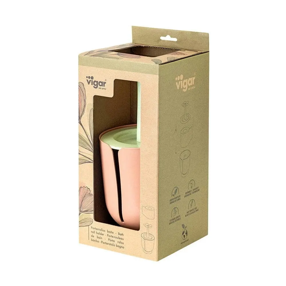 Vigar Florganic Single Toilet Roll Holder Container Bathroom Organiser Pink