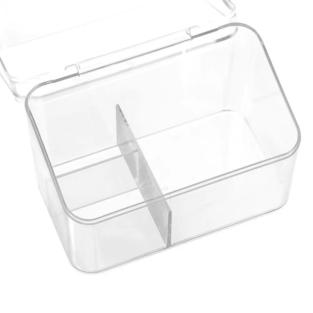 4x Boxsweden 14cm Crystal Cosmetics Box w/ Flip Lid Organiser Storage Bin Clear