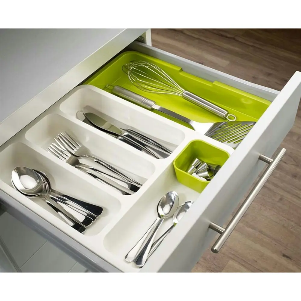 Joseph & Joseph DrawerStore Kitchen Cutlery Storage Organiser Tray White/Green