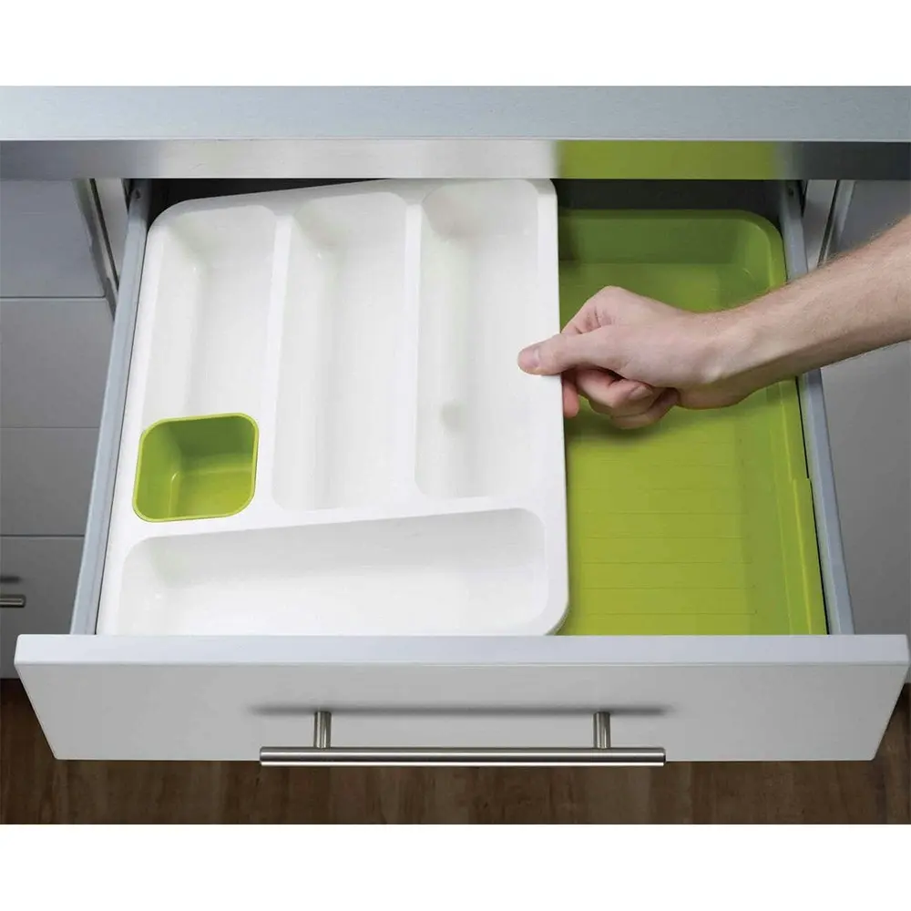 Joseph & Joseph DrawerStore Kitchen Cutlery Storage Organiser Tray White/Green