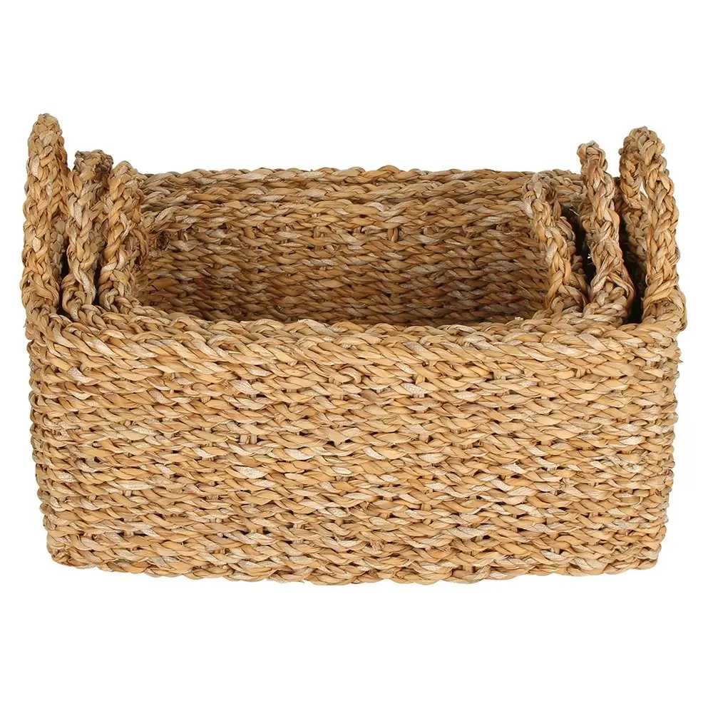 3pc Maine & Crawford Bondi 20/23/27cm Seagrass Rectangle Kitchen Basket Storage