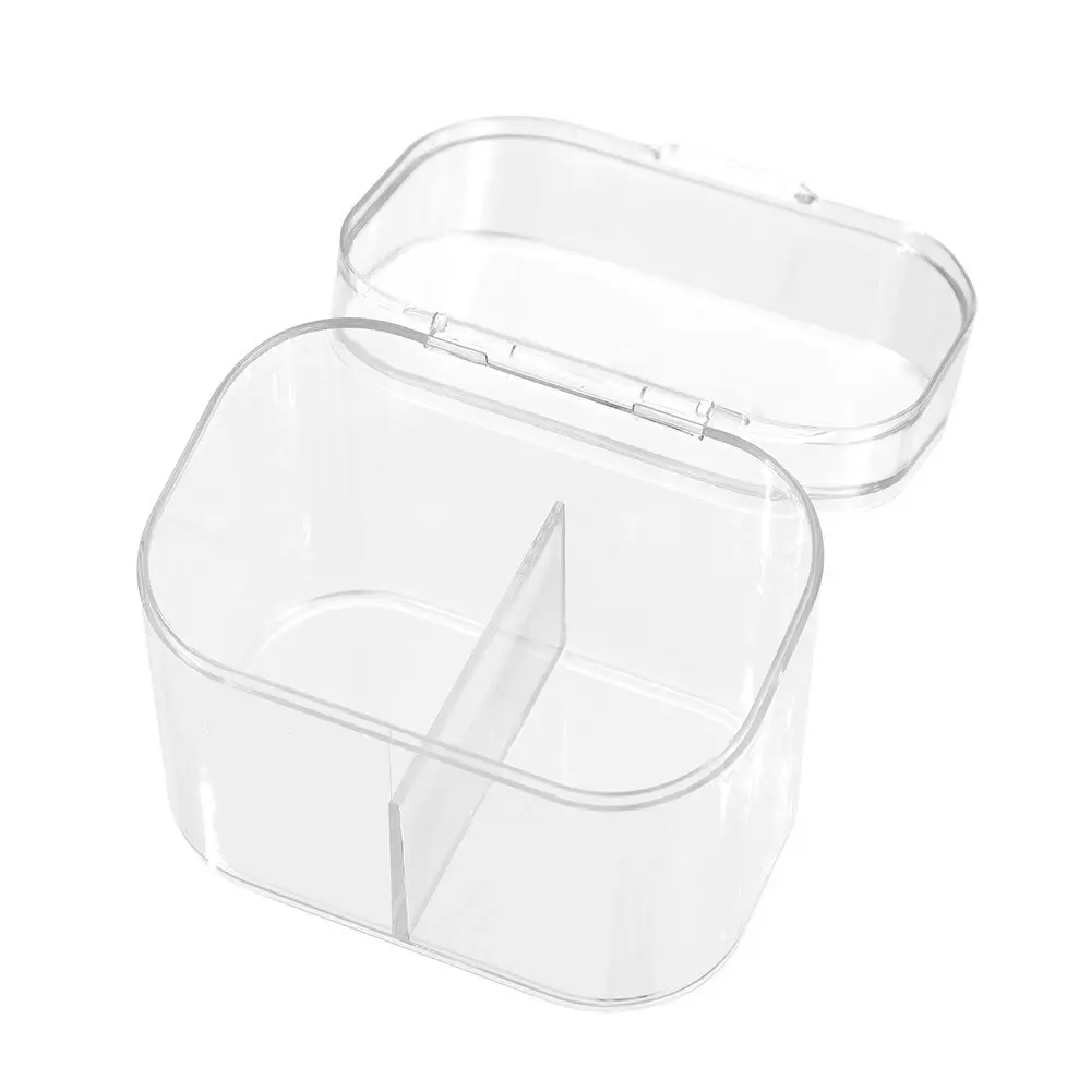 6x Boxsweden Crystal 10cm Cosmetics Flip Lid Box 2-Section Storage Organiser CLR