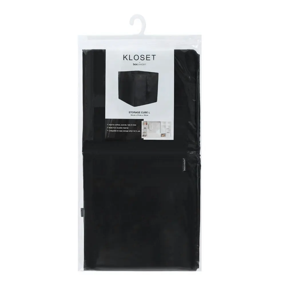 Boxsweden Kloset 34x3cm Home Storage Collapsible Organiser Cube Large Black