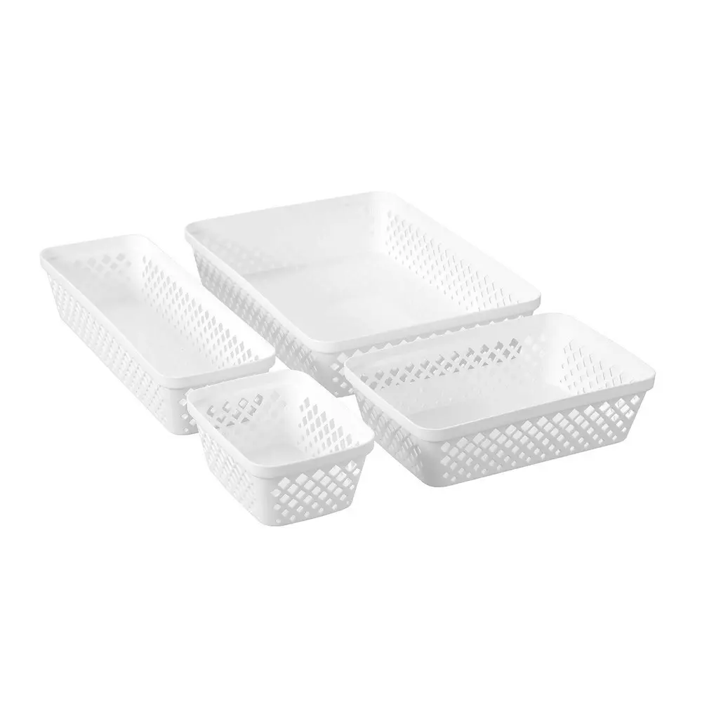 10x Boxsweden Kept Diamond 33x11cm Organiser Tray Household Storage Basket WHT