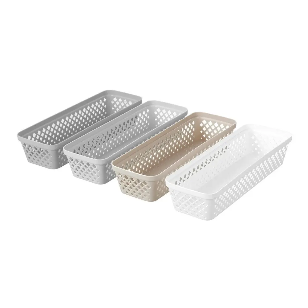 10x Boxsweden Kept Diamond 33x11cm Organiser Tray Household Storage Basket WHT