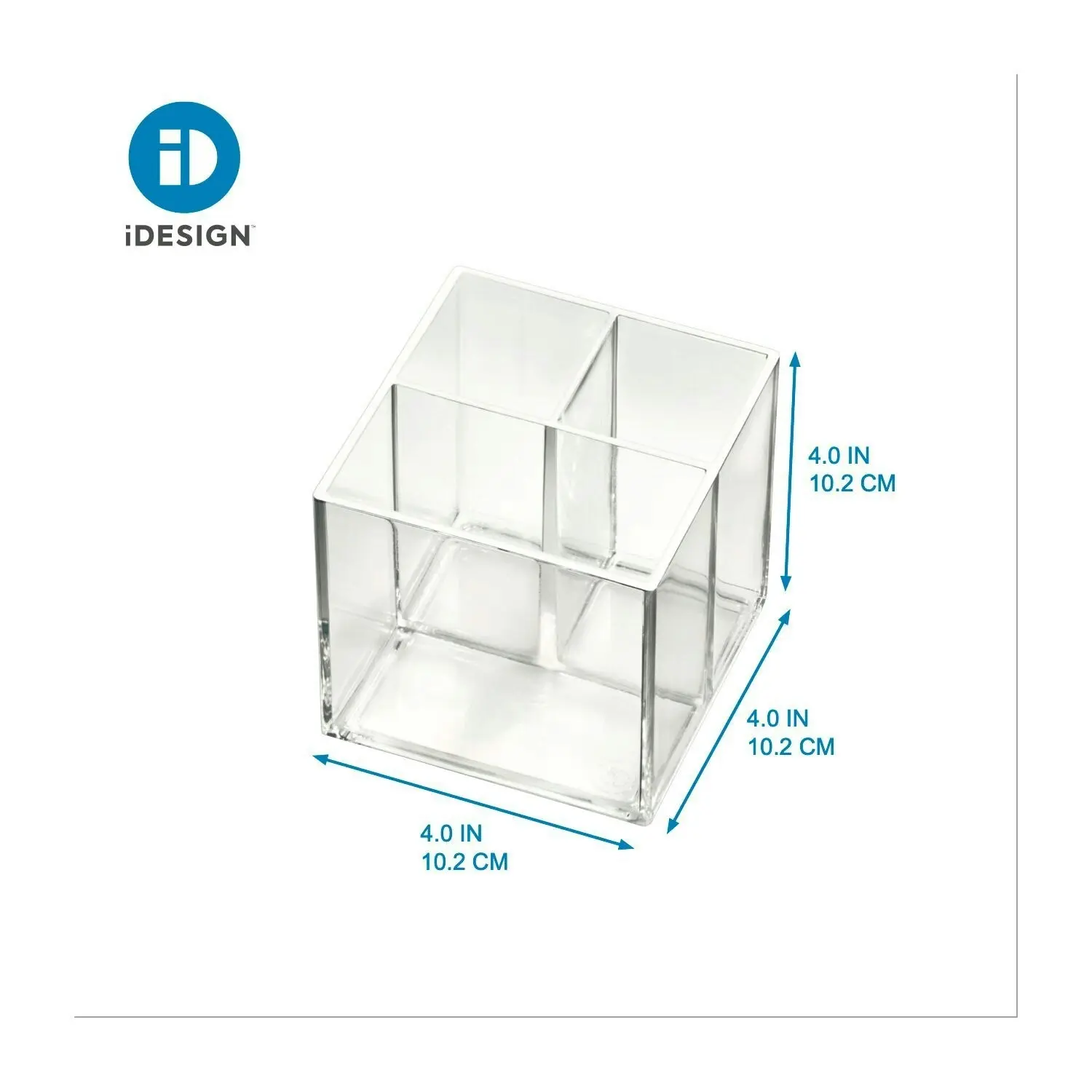 Idesign 10.79x10.16cm Cosmetic Cube Makeup Holder Organiser Clear/Matte White