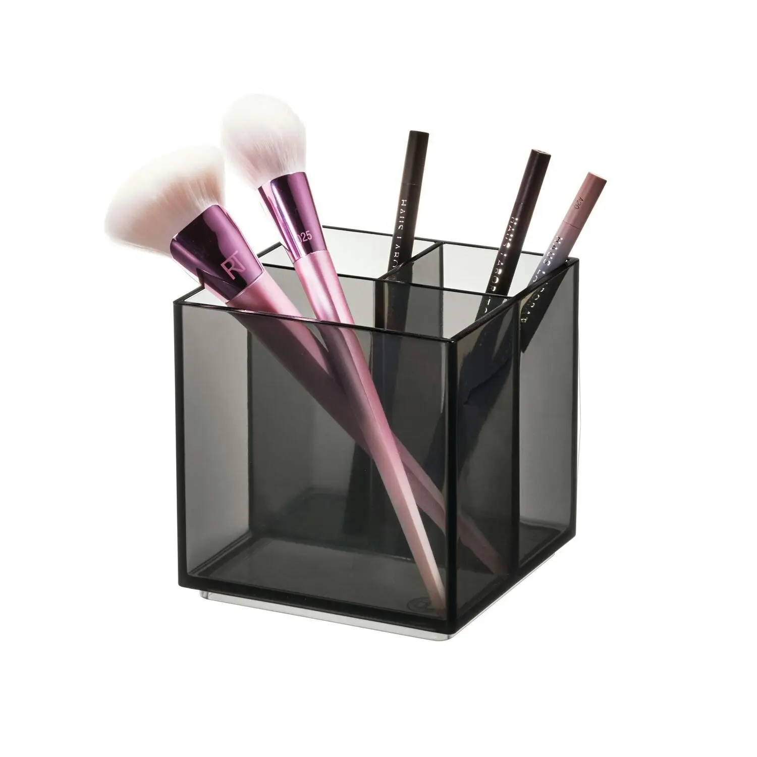 Idesign 10.79cm Cosmetic Cube Makeup Storage Holder Organiser Smoke/Matte Black