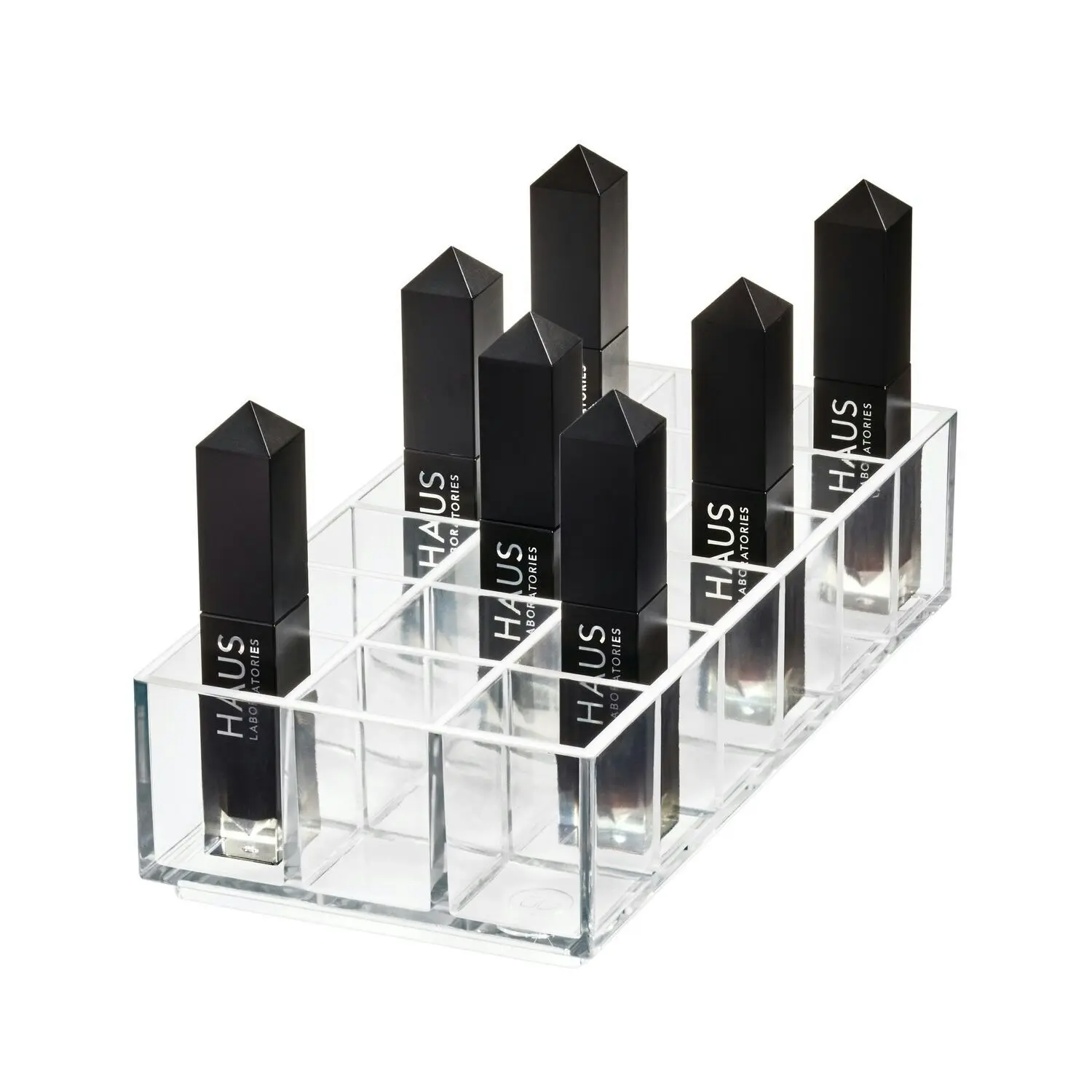 Idesign 20.32x10.16cm Cosmetic Lip Station Lipstick Organiser Clear/Matte White