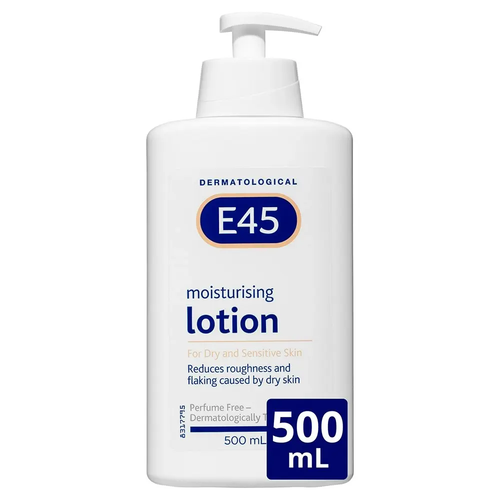 E45 Moisturising Lotion 500ml Care f/ Dry/Sensitive Skin Body/Face/Hands