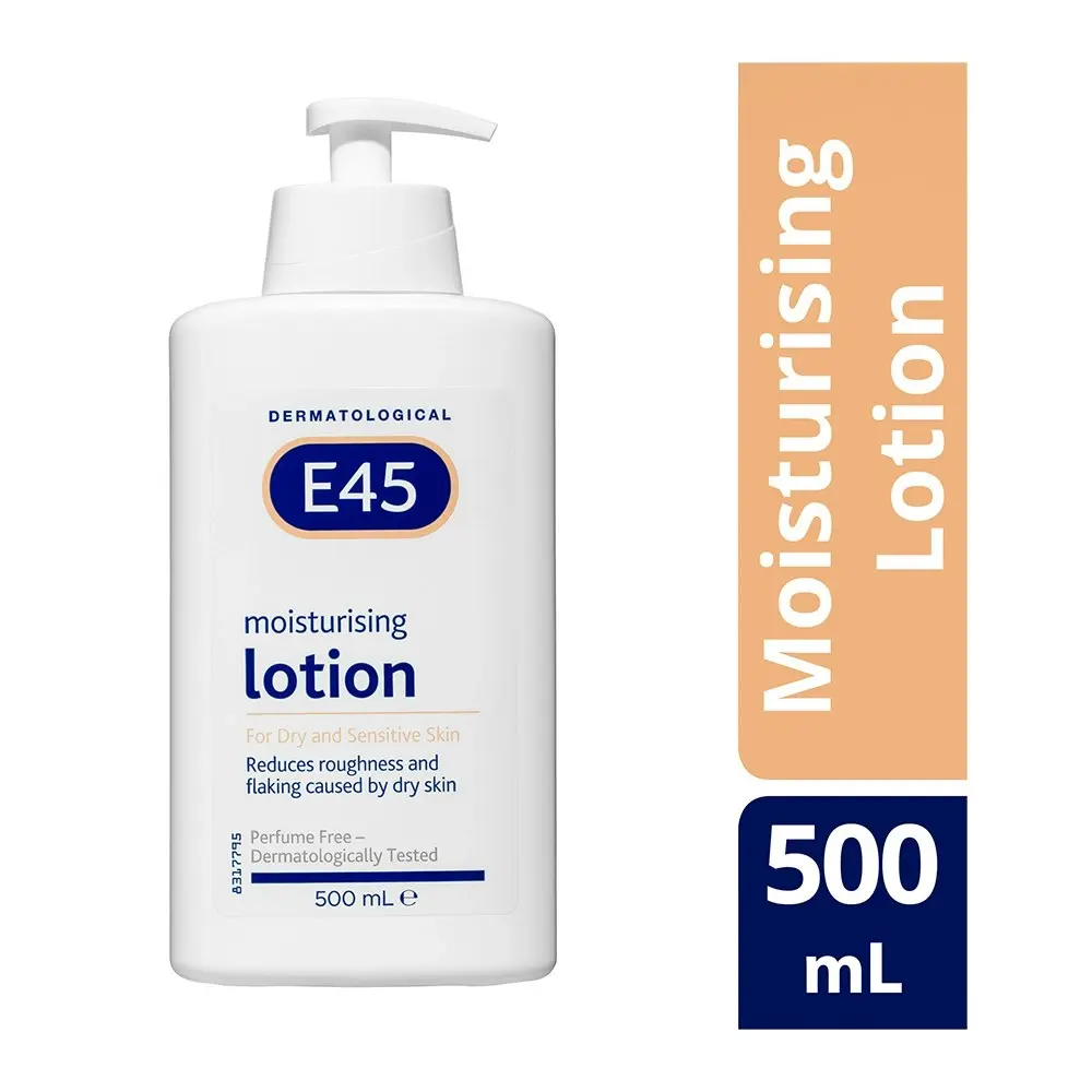 E45 Moisturising Lotion 500ml Care f/ Dry/Sensitive Skin Body/Face/Hands