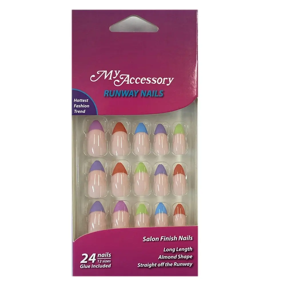 72pc My Accessory Runway Pastel Artificial Fake Glue On Nails Almond Manicure