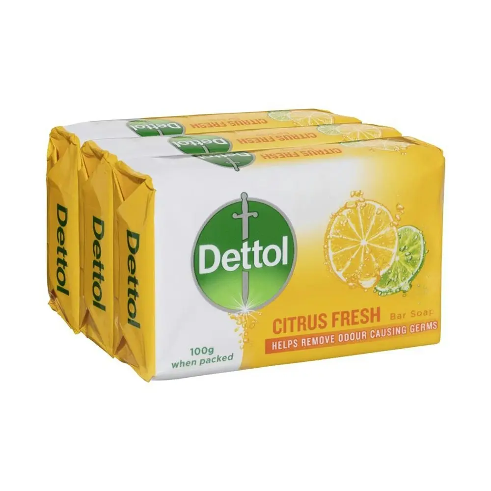 2PK Dettol Odour/Germ Cleaning/Washing Hand Bar Soap 100g Citrus Fresh Scent