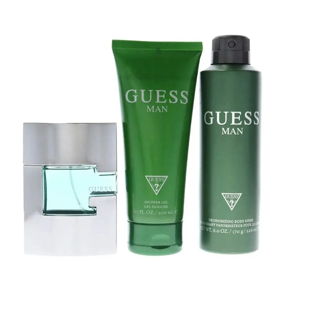 3pc Guess Man 75ml Eau De Toilette Fragrance Shower Gel Wash & Body Spray Set