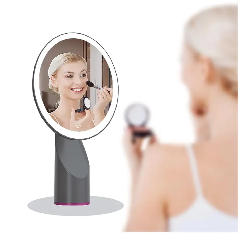 Sansai LED Lighted Rechargable Makeup Mirror 600mAh 21.5cm Metallic Grey