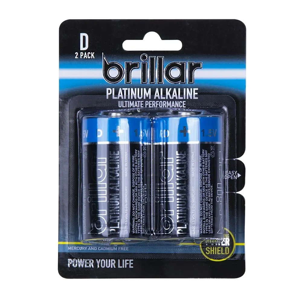 6x Brillar C LR20 1.5v Mercury & Cadmium Free Platinum Alkaline Batteries Blue