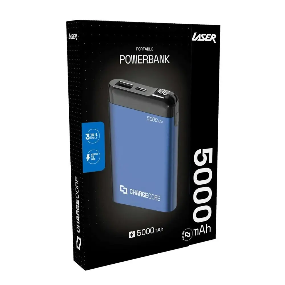 Laser 5000mAh/25W Power Bank Portable Battery Charger For iPhone/Samsung Blue