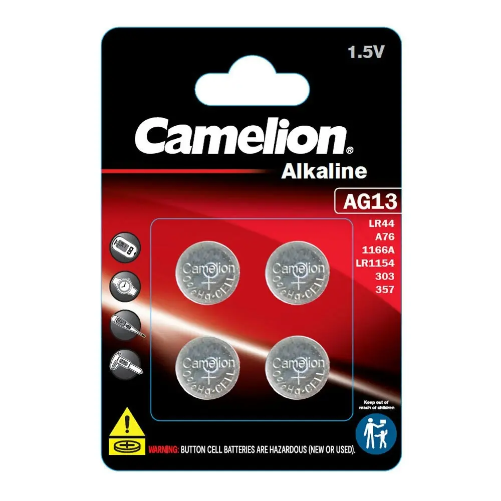 12pc Camelion Alkaline LR44/AG13 Button Cell Batteries For Calculator/Car Keys