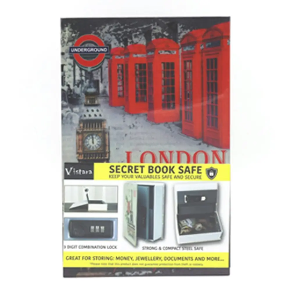 Vistara Combination Lock Portable Book Safe London Design 15.6x5.5x24cm