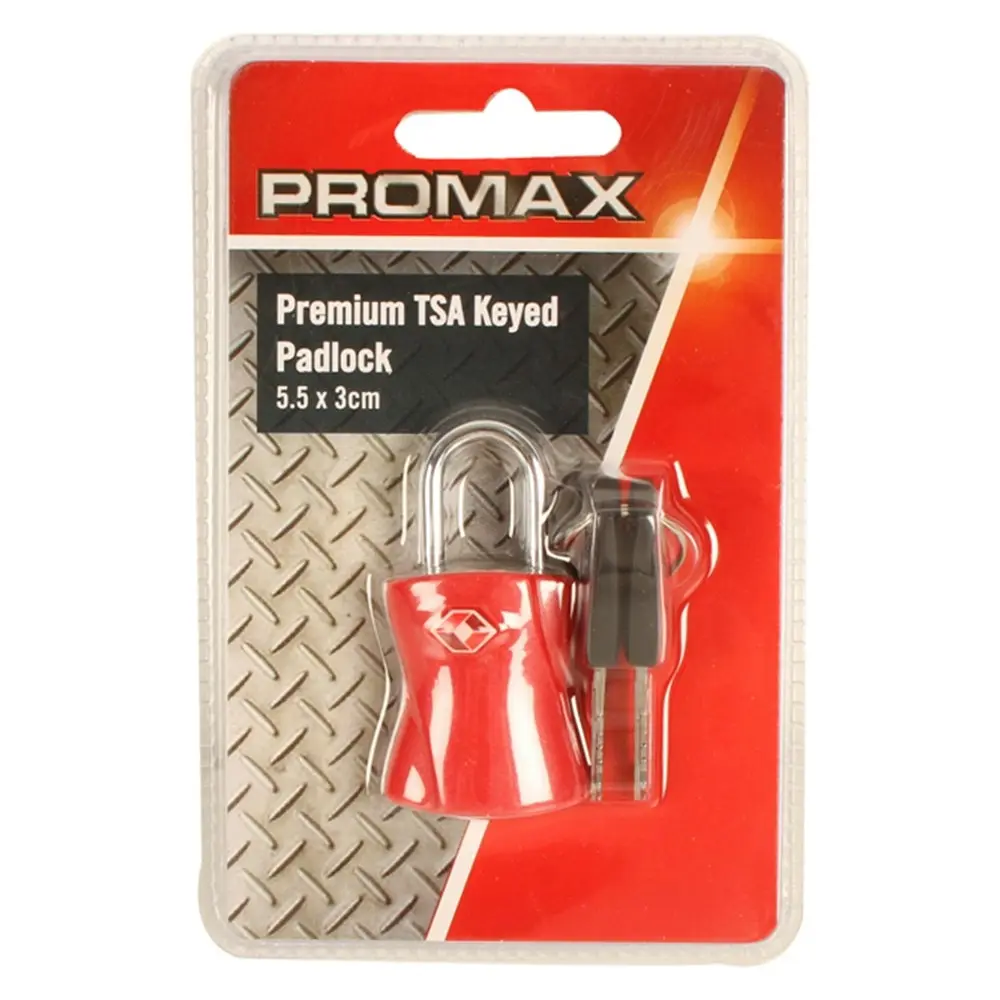 2x Promax Premium TSA 5.5cm Keyed Padlock Travel Luggage/Suitcase Security Lock