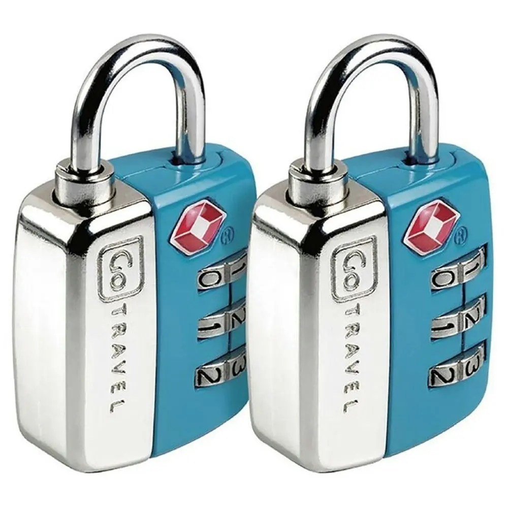 2pk Go Travel TSA  3 Dial Combination Luggage/Suitcase Security Padlock Assorted