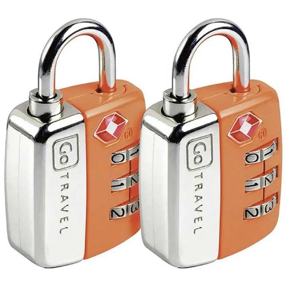 2pk Go Travel TSA  3 Dial Combination Luggage/Suitcase Security Padlock Assorted