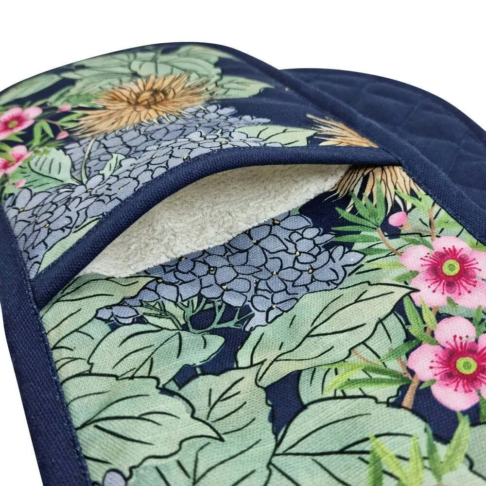 J.Elliot Hydrangea 17x82cm Double Oven Mitt Kitchen Cooking/Baking Gloves Navy