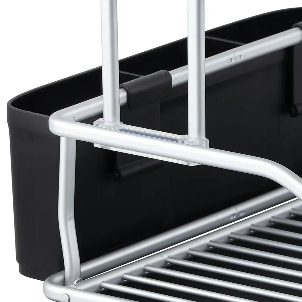 D.Line Pinnacle 52cm Aluminium 2-Tier Dish Rack Storage Organiser w/ Drain Black