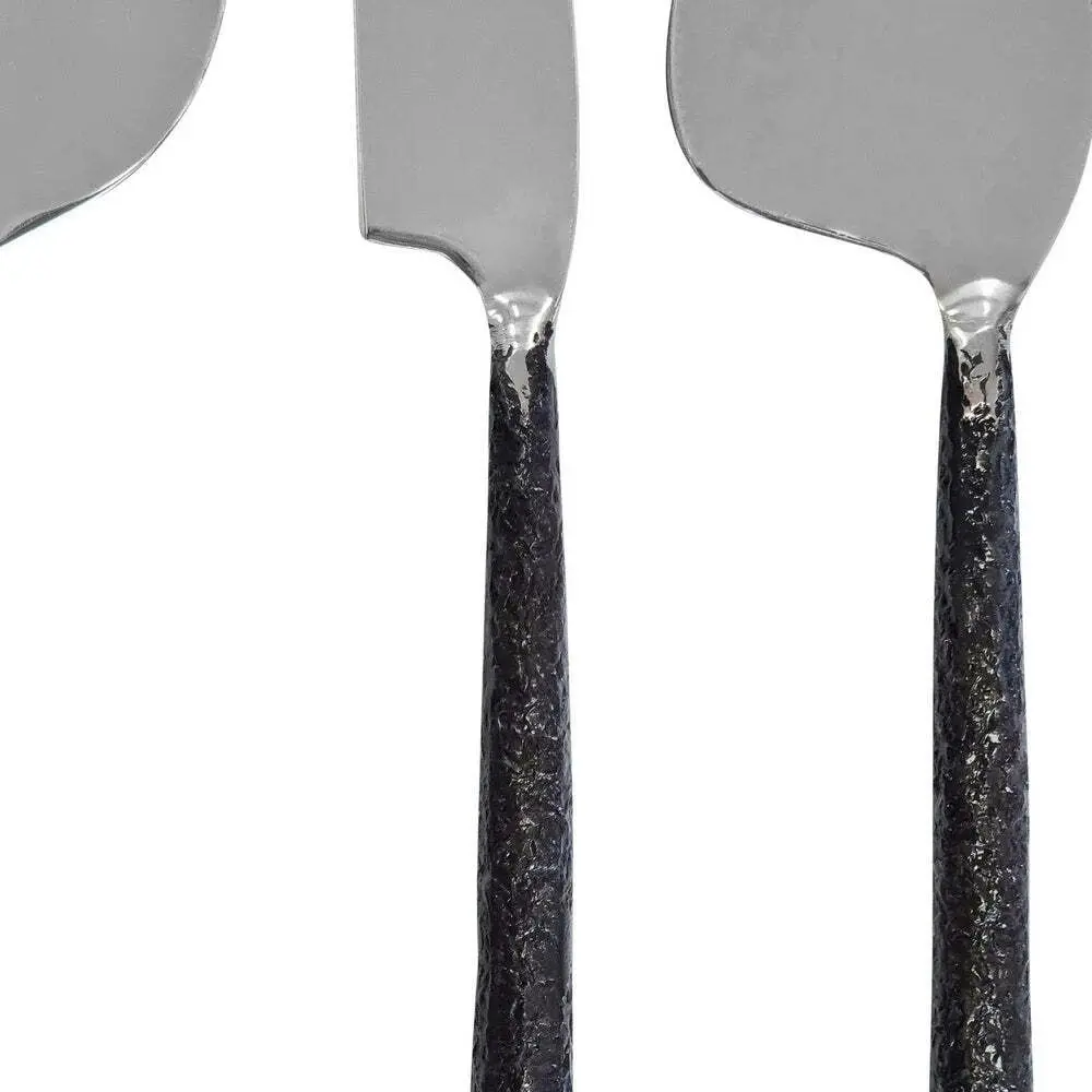 3pc J.Elliot Nina Stainless Steel Spreader Cheese Knife Cutlery Set Silver/Black