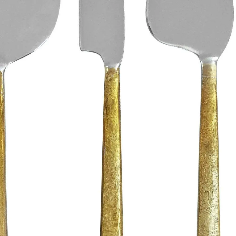 3pc J.Elliot Milan Stainless Steel Spreader Cheese Knife Cutlery Set Silver/Gold