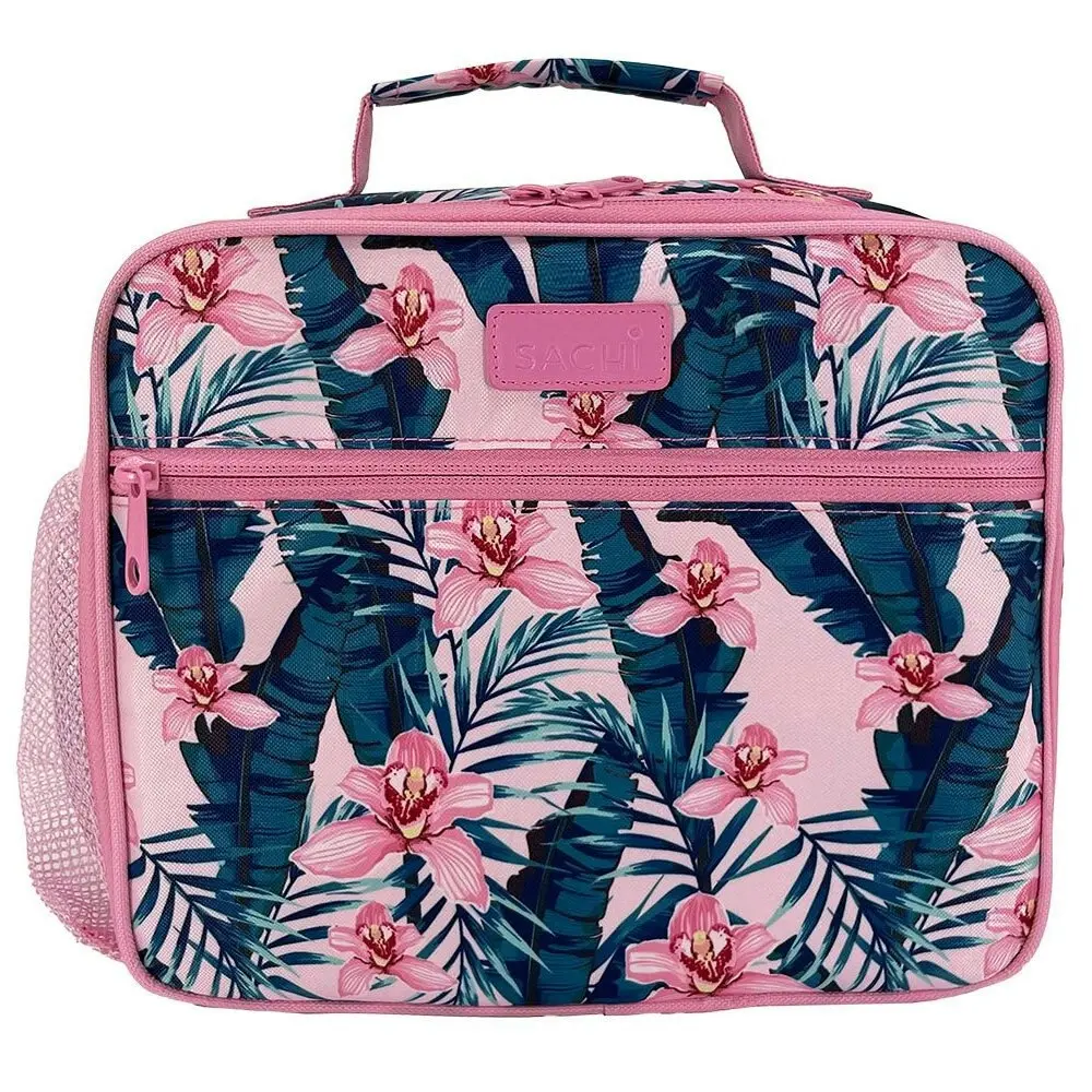 Sachi Style 321 Insulated 26cm Lunch Bag Storage w/ Bottle Holder Pink Orchids