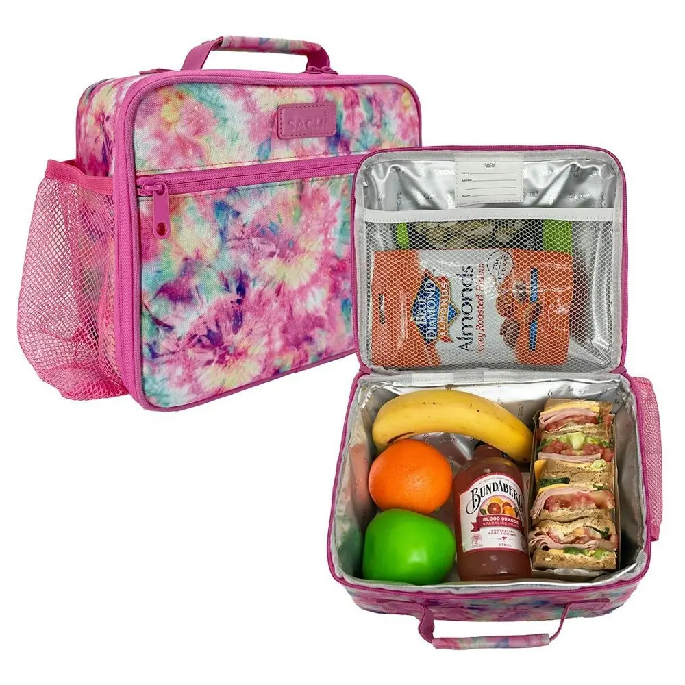 Sachi Style 321 Insulated 26cm Lunch Bag Storage w/ Bottle Holder Tie Dye Splash