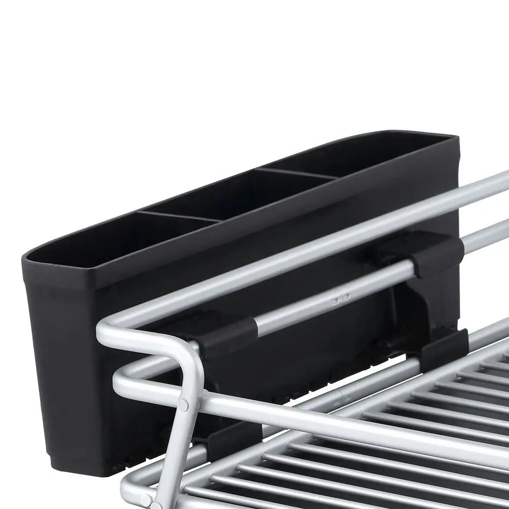 D.Line Pinnacle 53cm Aluminium Dish Wash Rack Organiser w/ Draining Port Black