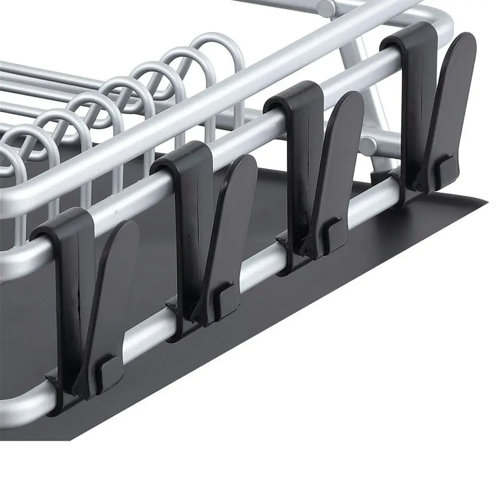 D.Line Pinnacle 53cm Aluminium Dish Wash Rack Organiser w/ Draining Port Black