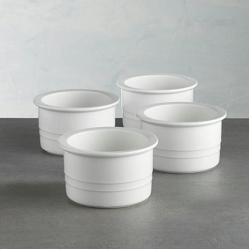 4pc Ecology Signature 11cm Porcelain Ramekin Dish Round Oven Bakeware White