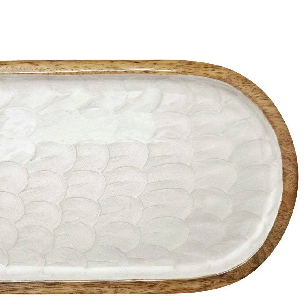 J.Elliot Como 36x20cm Oval Serving Tray Food Storage Tableware Pearl/Natural