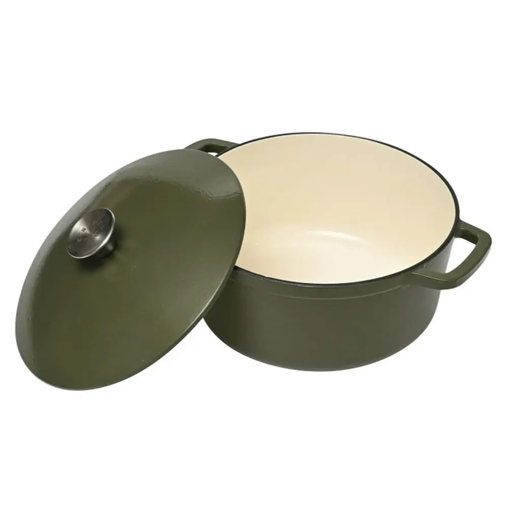 Classica 26cm/5.5L Oval Cast Iron Casserole Induction Cooking Pot Olive Green