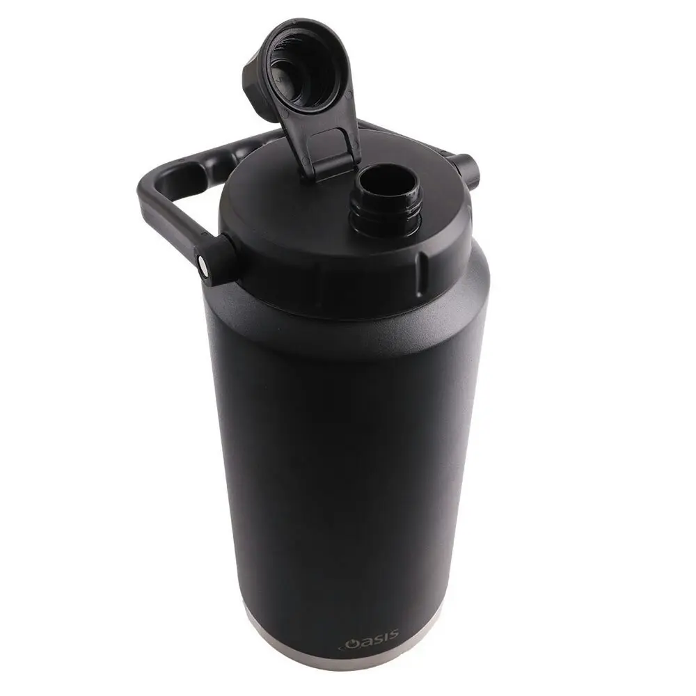 Oasis 3.8L Insulated Mini Jug Stainless Steel Water Bottle w/ Carry Handle Black