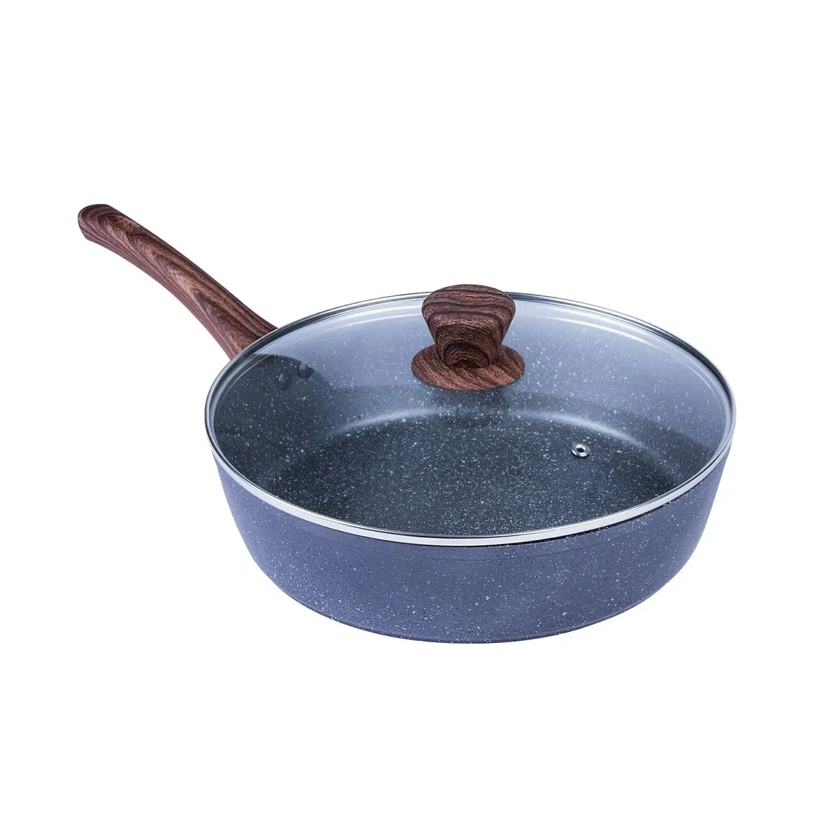 Clevinger 28cm Forged Aluminium w/Lid 4 Layer Round Non-Stick Saute Pan Black