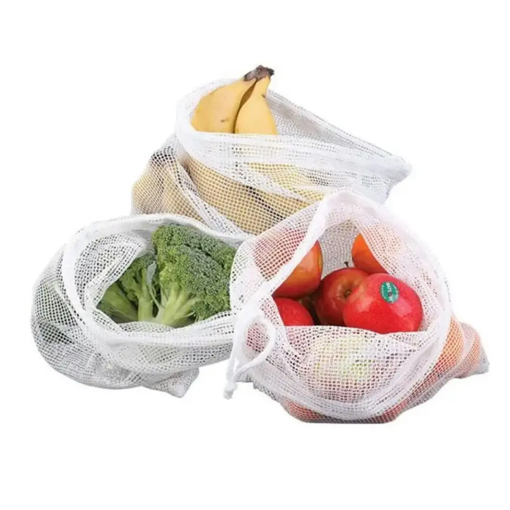 6x Appetito Woven Net Produce Reusable Food Storage Fruit/Vegetable Mesh Bags