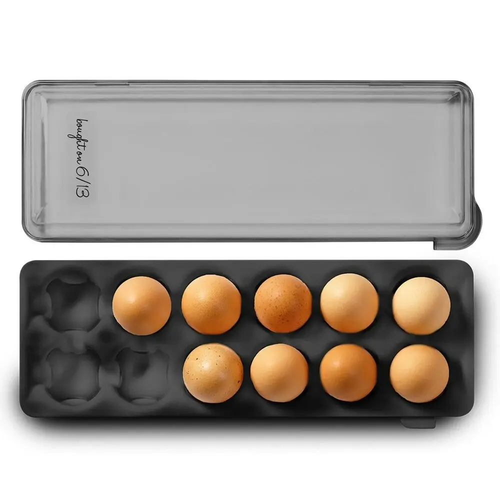 Madesmart 34.3cm 12-Egg Holder Storage Organiser Container w/ Snap-On Lid Carbon