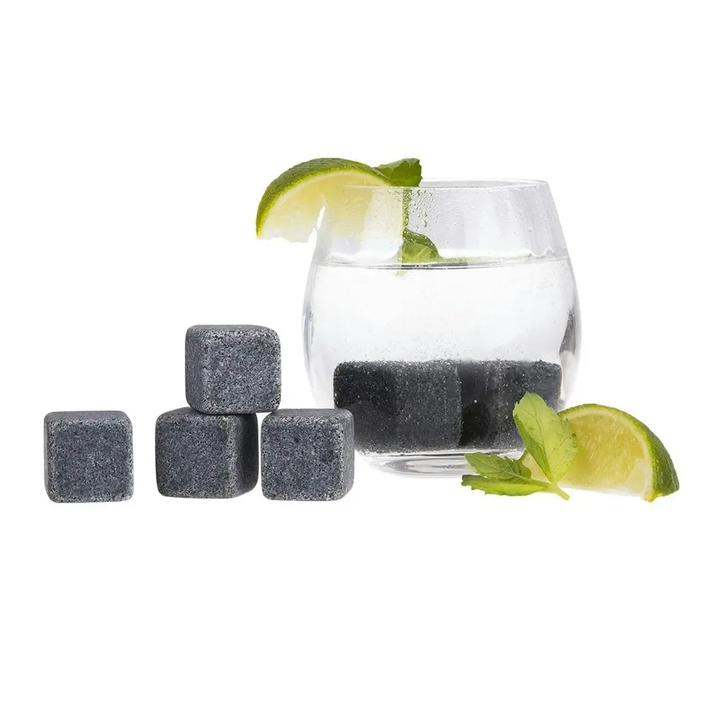 10pc Bartender Gin Cocktail Clear Glasses/Stones/Storage Bag/Tongs Barware Set