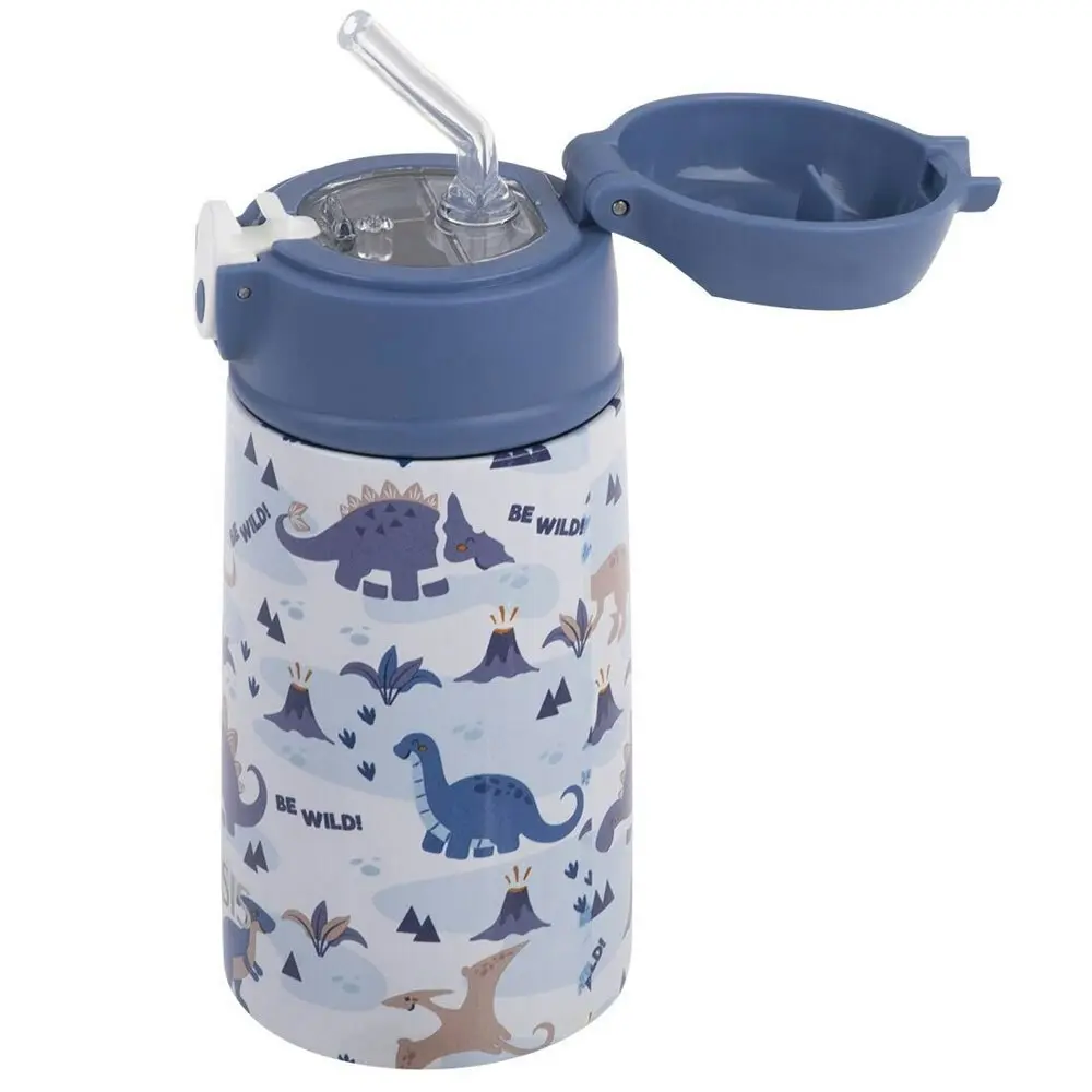 Oasis Double Wall Insulated Kids 400ml Bottle Stainless Steel Dinosaur Land