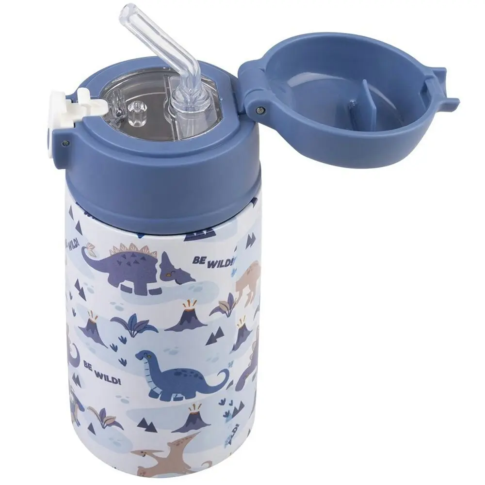 Oasis Double Wall Insulated Kids 400ml Bottle Stainless Steel Dinosaur Land