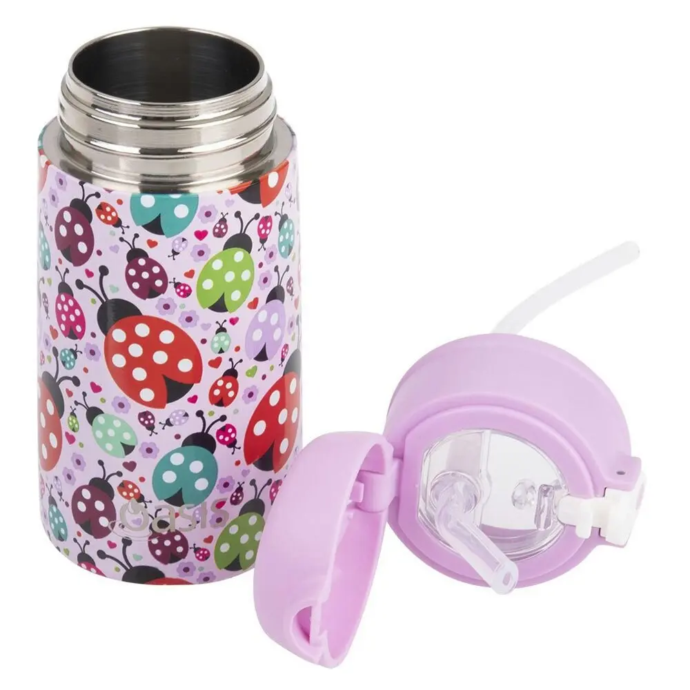 Oasis Double Wall Insulated Kids 400ml Drink Bottle Stainless Steel Ladybugs