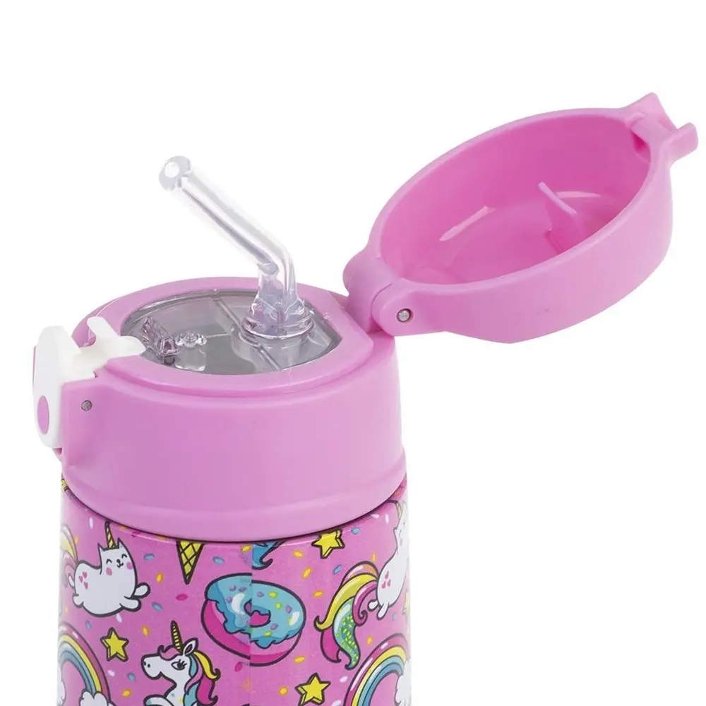 Oasis Double Wall Insulated Kids 400ml Drink Bottle Stainless Steel Unicorns