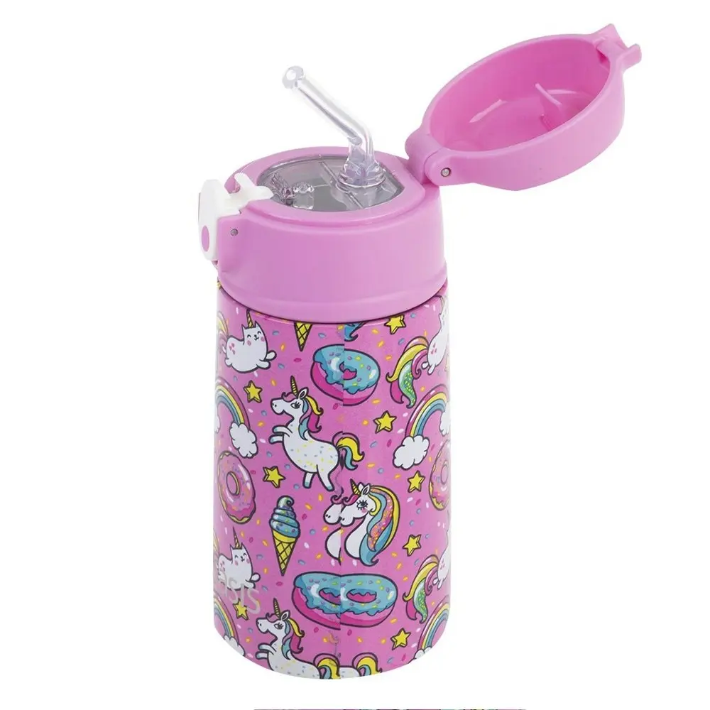 Oasis Double Wall Insulated Kids 400ml Drink Bottle Stainless Steel Unicorns